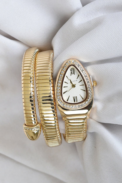 BVL SERPENTINE FULL STONE GOLD SPIRAL