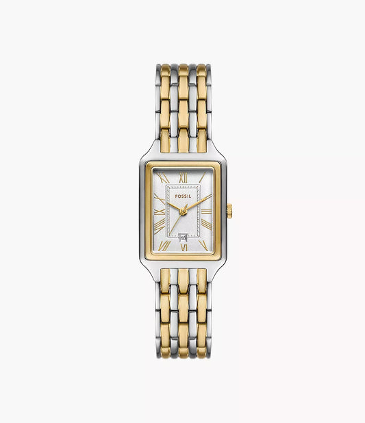 Fossil-Rectangle-Two Tone Gold-White